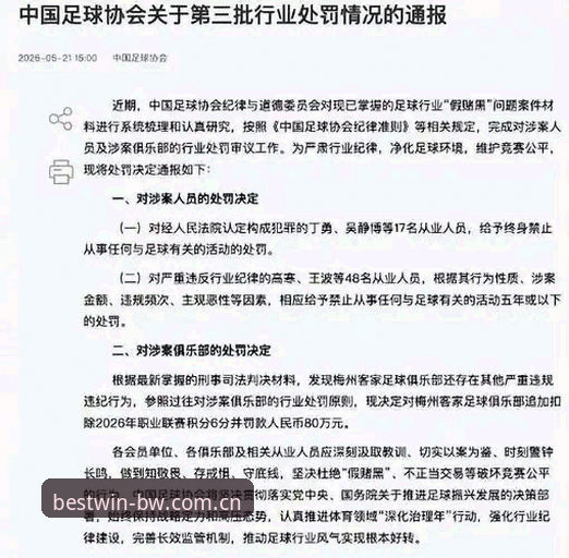 足球反腐风暴持续升级，宝威体育解析第三批禁足名单最新动态